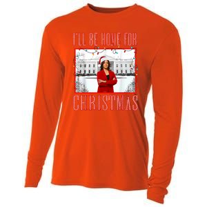 ILl Be Home For Christmas Santa Funny Kamala Xmas Cooling Performance Long Sleeve Crew