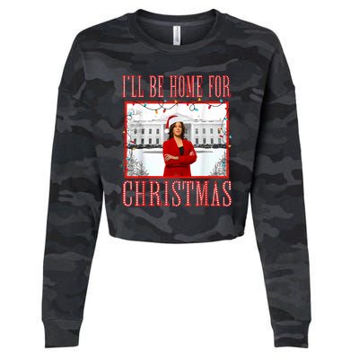 ILl Be Home For Christmas Santa Funny Kamala Xmas Cropped Pullover Crew