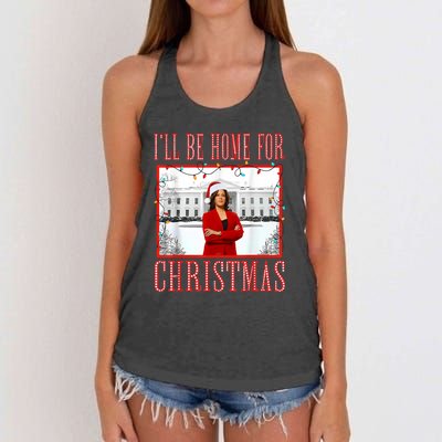 ILl Be Home For Christmas Santa Funny Kamala Xmas Women's Knotted Racerback Tank