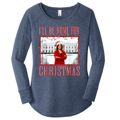 ILl Be Home For Christmas Santa Funny Kamala Xmas Women's Perfect Tri Tunic Long Sleeve Shirt