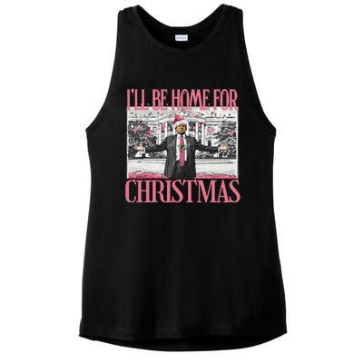 ILl Be Home For Christmas Santa Funny Trump Xmas Pajamas Ladies PosiCharge Tri-Blend Wicking Tank