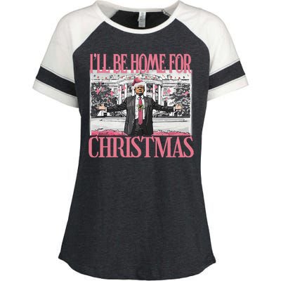 ILl Be Home For Christmas Santa Funny Trump Xmas Pajamas Enza Ladies Jersey Colorblock Tee