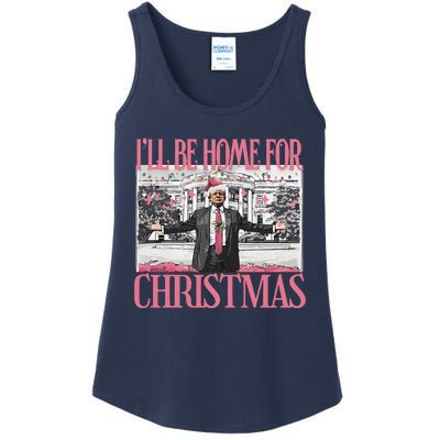 ILl Be Home For Christmas Santa Funny Trump Xmas Pajamas Ladies Essential Tank