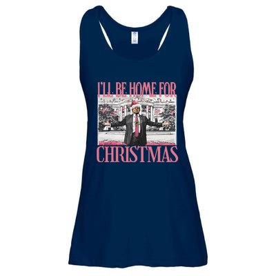 ILl Be Home For Christmas Santa Funny Trump Xmas Pajamas Ladies Essential Flowy Tank