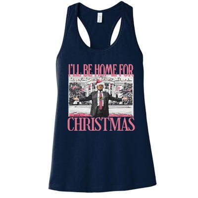 ILl Be Home For Christmas Santa Funny Trump Xmas Pajamas Women's Racerback Tank