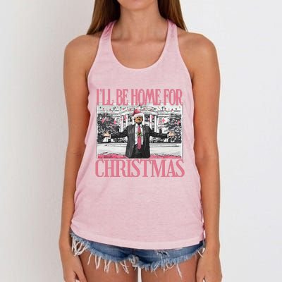 ILl Be Home For Christmas Santa Funny Trump Xmas Pajamas Women's Knotted Racerback Tank