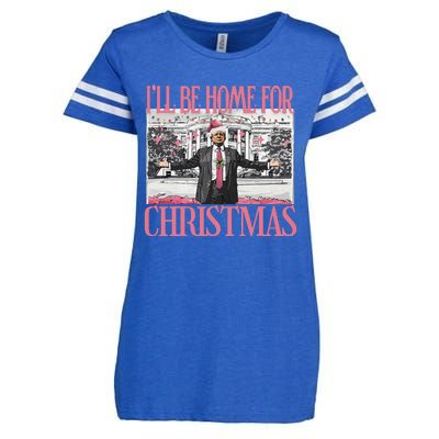 ILl Be Home For Christmas Santa Funny Trump Xmas Pajamas Enza Ladies Jersey Football T-Shirt