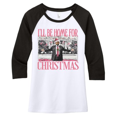 ILl Be Home For Christmas Santa Funny Trump Xmas Pajamas Women's Tri-Blend 3/4-Sleeve Raglan Shirt