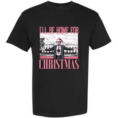 ILl Be Home For Christmas Funny Santa Claus Trump 2024 Garment-Dyed Heavyweight T-Shirt