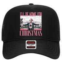 ILl Be Home For Christmas Funny Santa Claus Trump 2024 High Crown Mesh Back Trucker Hat