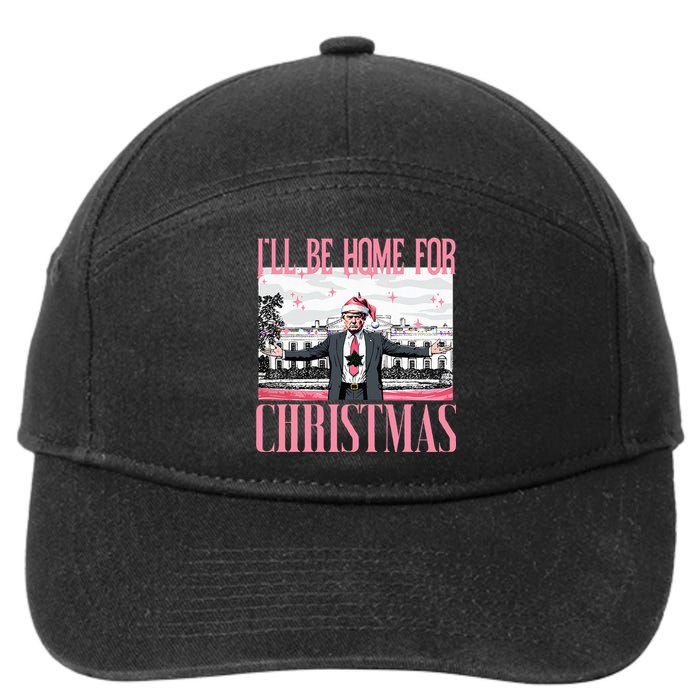 ILl Be Home For Christmas Funny Santa Claus Trump 2024 7-Panel Snapback Hat