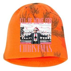 ILl Be Home For Christmas Funny Santa Claus Trump 2024 Kati - Camo Knit Beanie