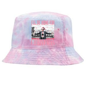 ILl Be Home For Christmas Funny Santa Claus Trump 2024 Tie-Dyed Bucket Hat