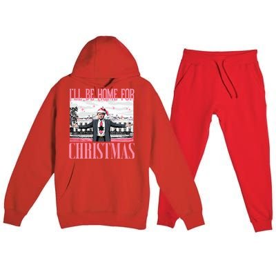 ILl Be Home For Christmas Funny Santa Claus Trump 2024 Premium Hooded Sweatsuit Set