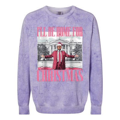 ILl Be Home For Christmas Funny Santa Donald Trump 2024 Colorblast Crewneck Sweatshirt