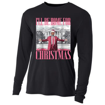 ILl Be Home For Christmas Funny Santa Donald Trump 2024 Cooling Performance Long Sleeve Crew