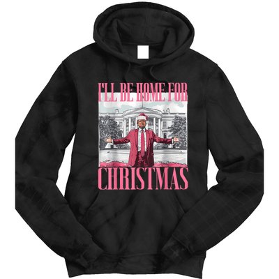 ILl Be Home For Christmas Funny Santa Donald Trump 2024 Tie Dye Hoodie