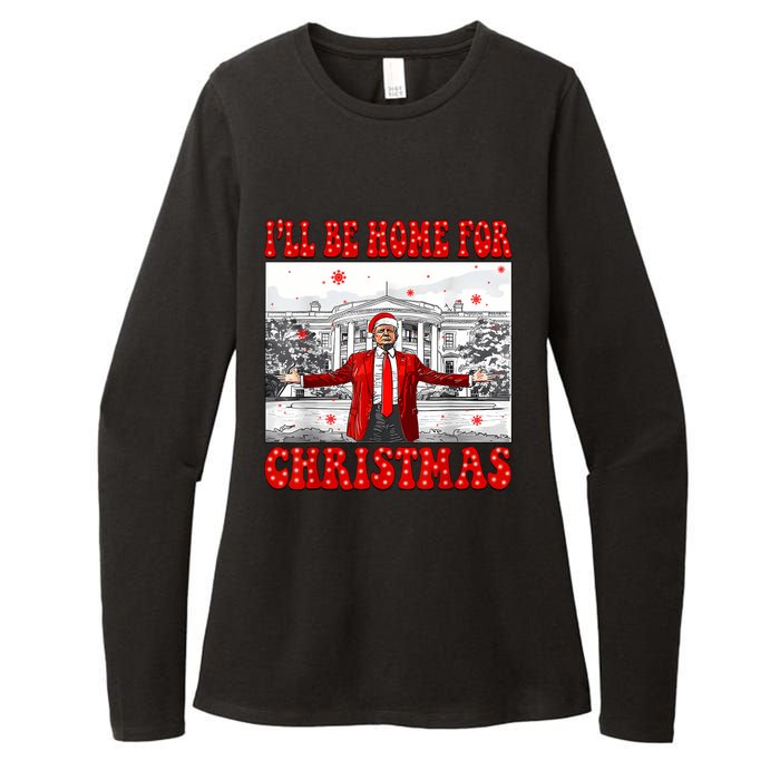 ILl Be Home For Christmas Santa Funny Trump Xmas Pajamas Womens CVC Long Sleeve Shirt