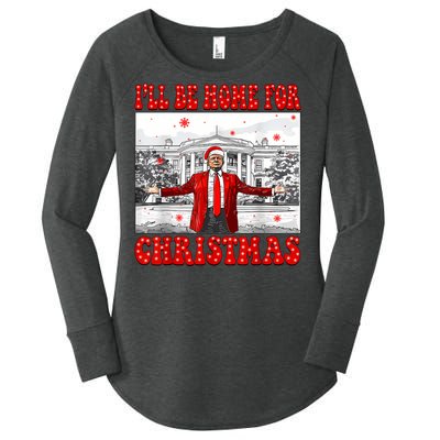 ILl Be Home For Christmas Santa Funny Trump Xmas Pajamas Women's Perfect Tri Tunic Long Sleeve Shirt