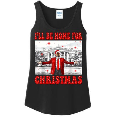 ILl Be Home For Christmas Santa Funny Trump Xmas Pajamas Ladies Essential Tank