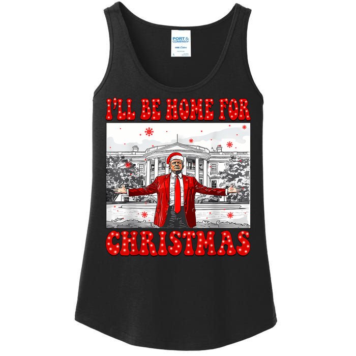 ILl Be Home For Christmas Santa Funny Trump Xmas Pajamas Ladies Essential Tank