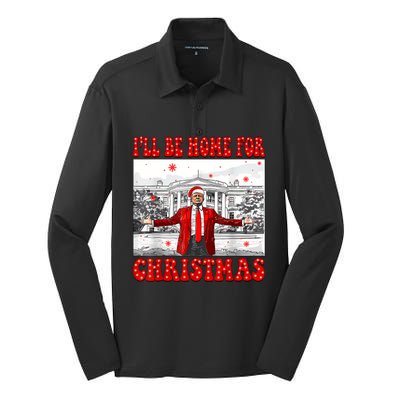 ILl Be Home For Christmas Santa Funny Trump Xmas Pajamas Silk Touch Performance Long Sleeve Polo