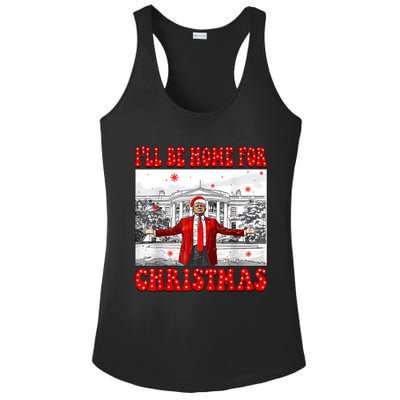 ILl Be Home For Christmas Santa Funny Trump Xmas Pajamas Ladies PosiCharge Competitor Racerback Tank