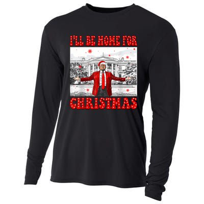 ILl Be Home For Christmas Santa Funny Trump Xmas Pajamas Cooling Performance Long Sleeve Crew