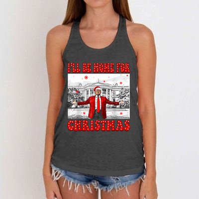 ILl Be Home For Christmas Santa Funny Trump Xmas Pajamas Women's Knotted Racerback Tank