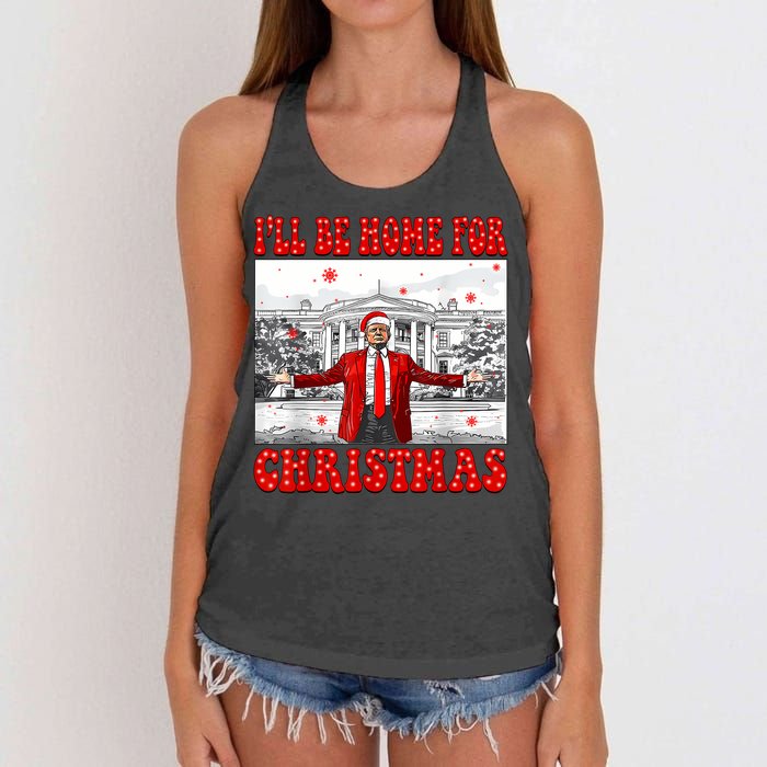 ILl Be Home For Christmas Santa Funny Trump Xmas Pajamas Women's Knotted Racerback Tank