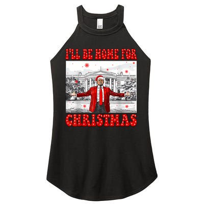 ILl Be Home For Christmas Santa Funny Trump Xmas Pajamas Women's Perfect Tri Rocker Tank