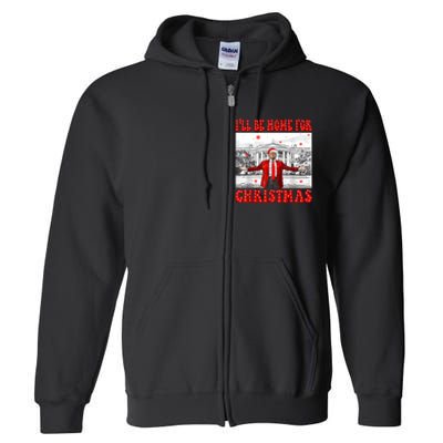 ILl Be Home For Christmas Santa Funny Trump Xmas Pajamas Full Zip Hoodie