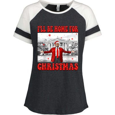 ILl Be Home For Christmas Santa Funny Trump Xmas Pajamas Enza Ladies Jersey Colorblock Tee