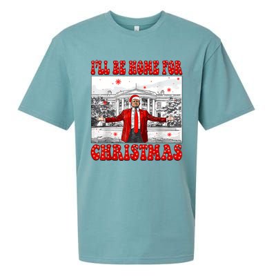 ILl Be Home For Christmas Santa Funny Trump Xmas Pajamas Sueded Cloud Jersey T-Shirt