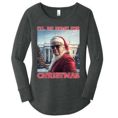 ILl Be Home For Christmas Trump Santa Selfie White House Women's Perfect Tri Tunic Long Sleeve Shirt