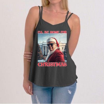 ILl Be Home For Christmas Trump Santa Selfie White House Women's Strappy Tank