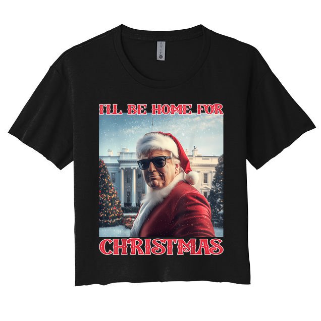ILl Be Home For Christmas Trump Santa Selfie White House Crop Top
