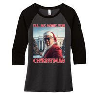 ILl Be Home For Christmas Trump Santa Selfie White House Women's Tri-Blend 3/4-Sleeve Raglan Shirt