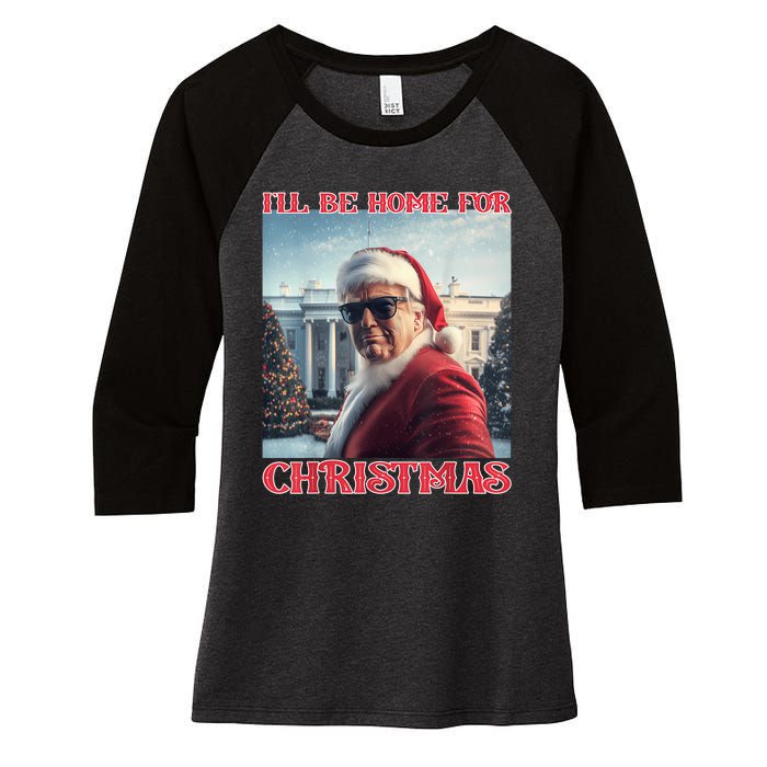 ILl Be Home For Christmas Trump Santa Selfie White House Women's Tri-Blend 3/4-Sleeve Raglan Shirt