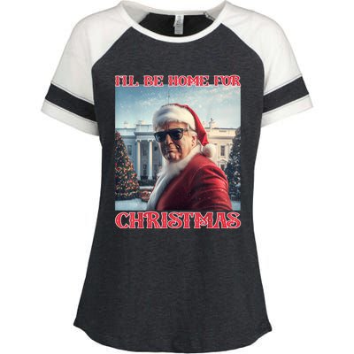 ILl Be Home For Christmas Trump Santa Selfie White House Enza Ladies Jersey Colorblock Tee