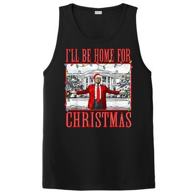 ILl Be Home For Christmas Santa Funny Trump Xmas Pajamas PosiCharge Competitor Tank