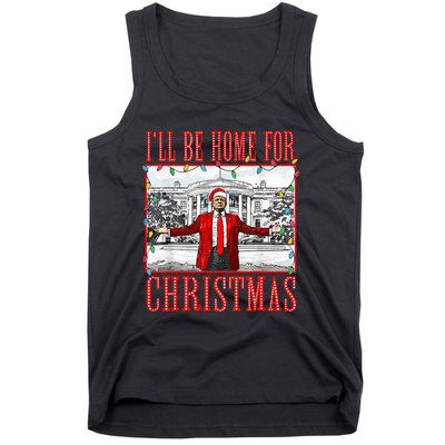 ILl Be Home For Christmas Santa Funny Trump Xmas Pajamas Tank Top