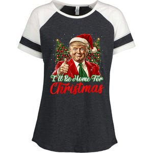 Ill Be Home For Christmas Trump 2024 Festive Holiday Enza Ladies Jersey Colorblock Tee