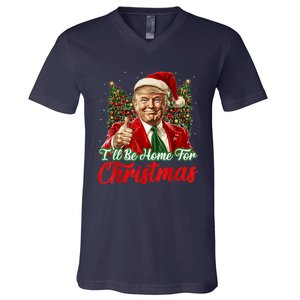 Ill Be Home For Christmas Trump 2024 Festive Holiday V-Neck T-Shirt