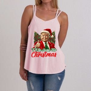 Ill Be Home For Christmas Trump 2024 Festive Holiday Women's Strappy Tank