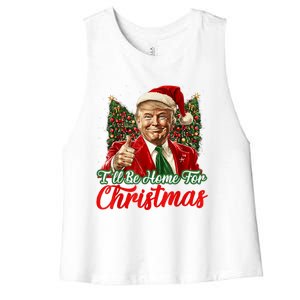 Ill Be Home For Christmas Trump 2024 Festive Holiday Women's Racerback Cropped Tank