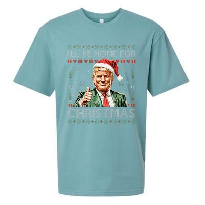 ILl Be Home For Christmas Funny Trump 2024 Ugly Christmas Sueded Cloud Jersey T-Shirt