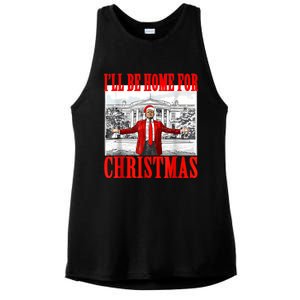 ILl Be Home For Christmas Santa Funny Trump Xmas Pajamas Ladies PosiCharge Tri-Blend Wicking Tank