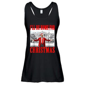 ILl Be Home For Christmas Santa Funny Trump Xmas Pajamas Ladies Essential Flowy Tank