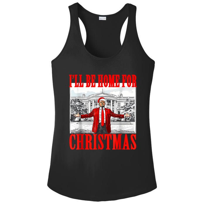 ILl Be Home For Christmas Santa Funny Trump Xmas Pajamas Ladies PosiCharge Competitor Racerback Tank